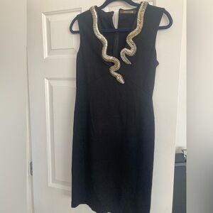Roberto Cavalli Black snake jewel Dress with Gold Accents size 42